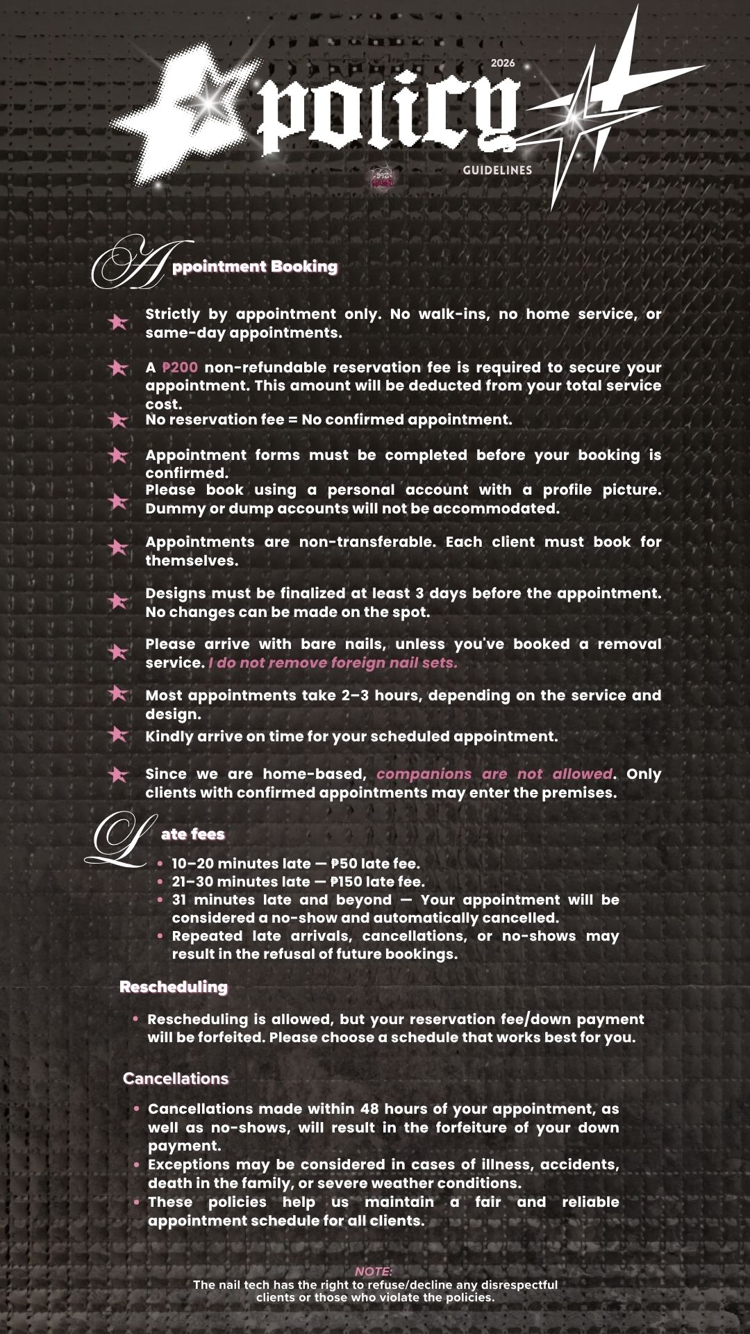 942Nails booking policy